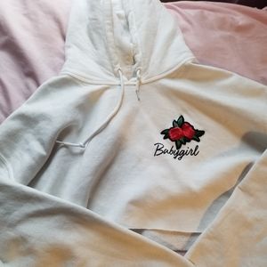White crop top hoodie
